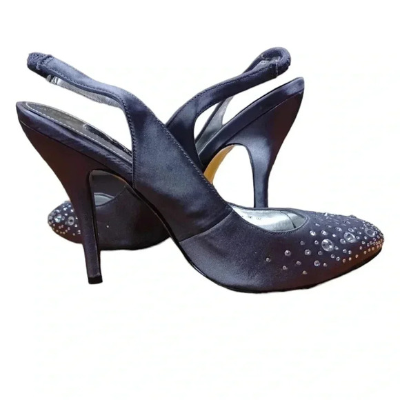 Nina Dark  Grey Slingback Heels With Embellishments Size 6.5 - Picture 2 of 10